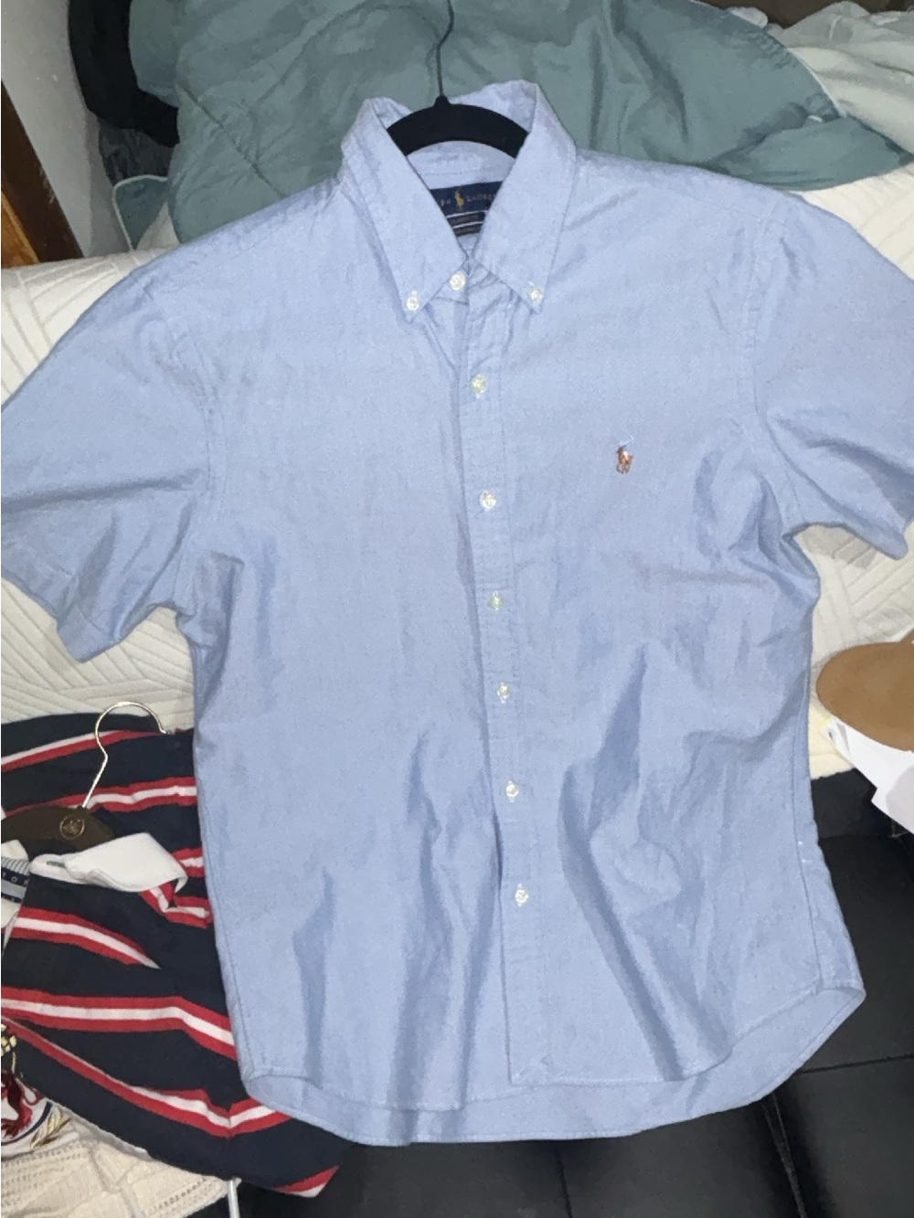 Polo by Ralph Lauren Light Blue Short-Sleeve Oxford Shirt